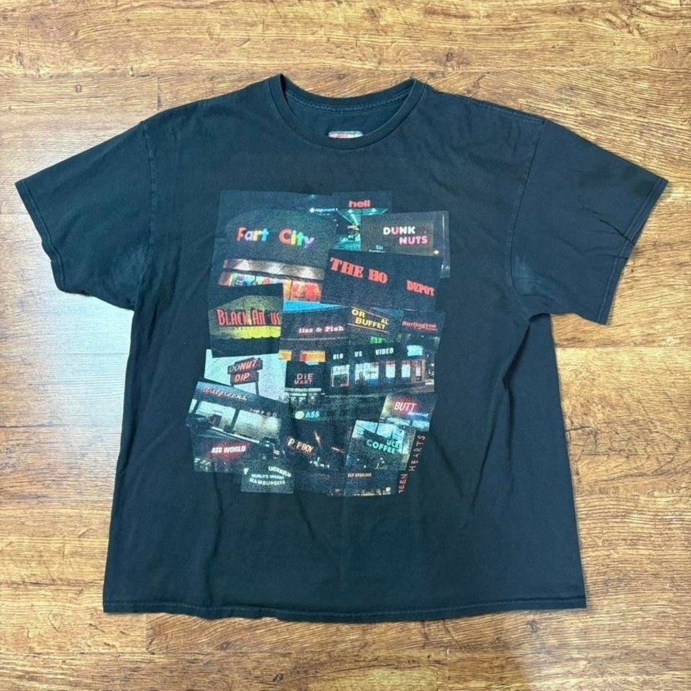 78. ultra faded black cracked graphic t-shirt with funny signs by teen hearts
